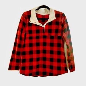 Entro, Red & Black, Small, Buffalo Check Pullover Sweater